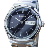 *Vintage Rare Bulova Automatic Swiss Made 1970s Mens Dress Black Dial Watch -P-