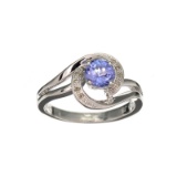 APP: 2k Fine Jewelry 0.50CT Tanzanite And Diamond Platinum Over Sterling Silver Ring