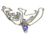 APP: 0.9k Fine Jewelry Designer Sebastian 0.45CT Tanzanite And Topaz Sterling Silver Pendant With Ch