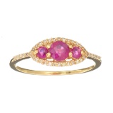 APP: 1.5k Designer Sebastian 14KT. Gold, Round Cut Ruby and 0.07CT Round Brilliant Cut Diamond Ring