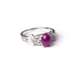 APP: 0.8k 1.49CT Ruby And Topaz Platinum Over Sterling Silver Ring