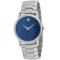 *Movado Men's Classic Round Stainless Steel Case Blue Dial Sapphire Push/Pull Crown Quartz Movement