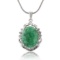 APP: 0.5k *11.33ct Beryl Emerald and 0.20ctw White Sapphire Silver Pendant/Necklace (Vault_R12 31078