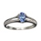 APP: 1.1k 0.50CT Modified Oval Cut Tanzanite And Platinum Over Sterling Silver Ring