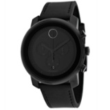 *Movado Men's Bold Round Stainless Steel Case Black Dial Mineral Push/Pull Crown Quartz Movement Wat