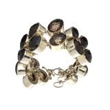 Rare 77.25GR Designer Sebastian Vintage, Smoky Quartz And Sterling Silver Custom Made Bracelet