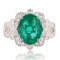 APP: 12.5k *3.12ct Emerald and 0.48ctw Diamond Platinum Ring (Vault_R12 31472)