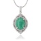 APP: 1k *13.50ct Emerald and 0.70ctw White Sapphire Silver Pendant/Necklace (Vault_R12 31182)