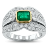 APP: 8.9k *0.86ct Emerald and 1.44ctw Diamond 18KT White and Yellow Gold Ring (Vault_R12 60153)