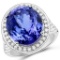 APP: 55.6k *18KT. White Gold 18.50 Oval Cut Tanzanite and White Diamond Ring (Vault_Q) (QR23436TANWD