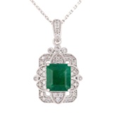 APP: 5.5k *2.74ct Emerald and 0.45ctw Diamond 18K White Gold Pendant/Necklace (Vault_R12 22113)