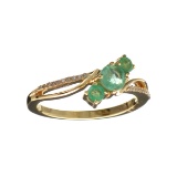 Designer Sebastian 14KT. Gold, 0.62CT Round Cut Emerald and 0.02CT Round Brilliant Cut Diamond Ring