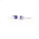 APP: 0.8k Fine Jewelry 0.51CT Round Cut Tanzanite And Platinum Over Sterling Silver Earrings