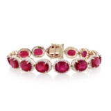 APP: 17.1k *49.78ctw Ruby and 3.46ctw Diamond 14K Yellow Gold Bracelet (Vault_R12 44994)