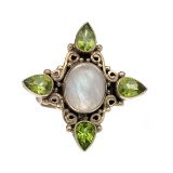 Rare Designer Sebastian Vintage, Peridot And Opal Sterling Silver Ring