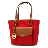 Brand New Michael Kors Jet Set Item Nylon Red MD Pocket Multifunction Tote