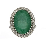 Rare Designer Sebastian Vintage, Emerald And White Topaz Sterling Silver Ring