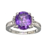 APP: 0.5k Fine Jewelry Designer Sebastian, 3.32CT Oval Cut Amethyst And Sterling Silver Ring