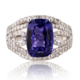 APP: 21.4k *4.82ct Tanzanite and 0.92ctw Diamond Platinum Ring (Vault_R12 45158)