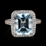 APP: 0.6k *7.00ct Blue Topaz and 0.28ctw White Topaz Silver Ring (Vault_R12 44776)