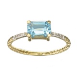 APP: 0.7k Fine Jewelry 14KT. Gold, 1.38CT Blue Topaz  And Diamond Ring