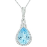 APP: 0.5k *5.20ct Blue Topaz and 0.32ctw White Topaz Silver Pendant/Necklace (Vault_R12 44767)