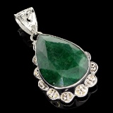 APP: 1.5k 39.32CT Pear Cut Green Beryl and Sterling Silver Pendant