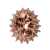 APP: 11.3k Fine Jewelry 14KT. Rose Gold, 12.45CT Oval Mixed Cut Natural Morganite and Diamond Ring