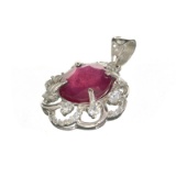 APP: 2.1k Fine Jewelry 5.00CT Oval Cut Ruby And White Sapphire Sterling Silver Pendant