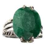 APP: 1k Fine Jewelry Designer Sebastian 9.33CT Oval Cut Green Beryl and Sterling Silver Ring