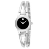 *Movado Women's Amorosa Round Stainless Steel Case Black Dial Sapphire Push Screw-in Crown Swiss Qua