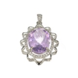 APP: 1.2k Fine Jewelry 11.55CT Purple Amethyst And White Sapphire Sterling Silver Pendant