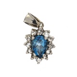 Rare Designer Sebastian Vintage, Blue Topaz And White Sapphire Sterling Silver Pendant