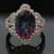 APP: 0.8k *4.92ct Oval Mystic Quartz and 1.14ctw Topaz Silver Ring (Vault_R12 40582)