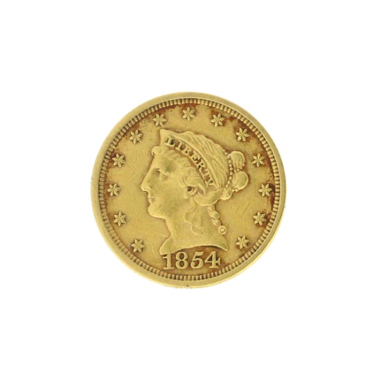 Rare 1854 $2.50 Liberty Head Gold Coin Great Investment
