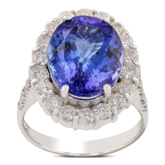 APP: 19.2k *5.89ct Tanzanite and 1.19ctw Diamond 14K White Gold Ring (Vault_R12 21483)