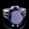 APP: 0.6k Fine Jewelry Designer Sebastian 8.20CT Oval Cut Blue Sapphire and Sterling Silver Ring