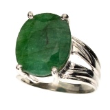 APP: 0.7k Fine Jewelry Designer Sebastian 8.10CT Oval Cut Green Beryl and Sterling Silver Ring