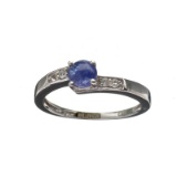 Fine Jewelry Designer Sebastian 0.25CT Round Cut Cabochon Tanzanite And Sterling Silver Ring