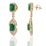 APP: 18.1k *6.19ctw Emerald and 0.82ctw Diamond 18K Yellow Gold Earrings (Vault_R12 23026)