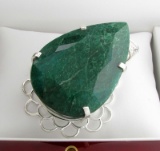 APP: 16.4k Fine Jewelry Designer Sebastian 485.98CT Pear Cut Emerald and Sterling Silver Pendant