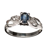 APP: 0.6k Fine Jewelry Designer Sebastian 0.50CT Blue Sapphire And Topaz  Platinum Over Sterling Sil