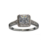 18KT White Gold Plated Princess Cut Made With Swarovski Elements Ring