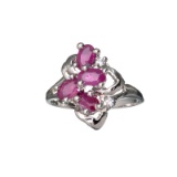 APP: 1.1k Fine Jewelry 0.75CT Ruby And Topaz Platinum Over Sterling Silver Ring