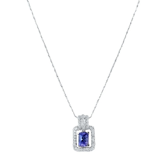 APP: 13k *3.57ct Tanzanite and 1.22ctw Diamond 14KT White Gold Pendant/Necklace (Vault_R12 60224)