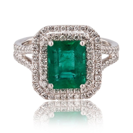 APP: 20k *2.28ct Emerald and 0.76ctw Diamond Platinum Ring (Vault_R12 45152)