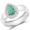 APP: 0.7k 0.81CT Pear Cut Emerald and White Topaz Sterling Silver Ring - Great Investment - Alluring