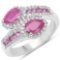 APP: 0.6k 2.26CT Cushion Cut Ruby and White Topaz Sterling Silver Ring - Great Investment - Luxuriou
