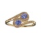 Designer Sebastian 14KT. Gold 0.42CT Pear Cut Tanzanite and 0.14CT Round Brilliant Cut Diamond Ring