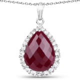 APP: 2.3k 16.20CT Pear Cut Ruby and White Topaz Sterling Silver Pendant - Great Investment - Gracefu